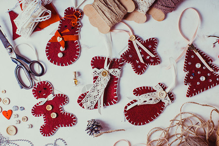 诞节老式装饰波多毡缝制玩具诞毡装饰高清图片