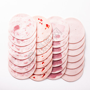 肉熟食排白色背景上各种加工冷肉制品图片