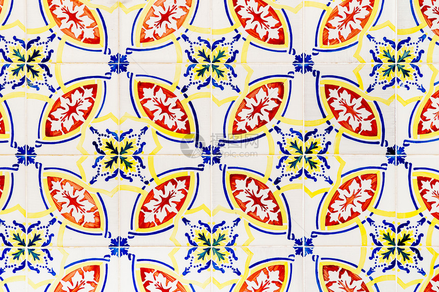 葡萄牙里斯本美丽的陶瓷墙纹理图案图片