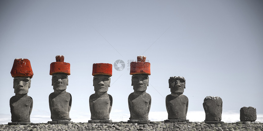 莫伊斯阿胡汤加里基复活节岛,智利图片