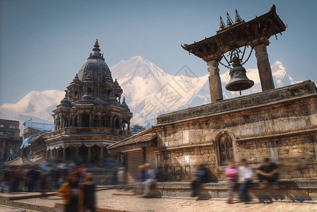 巴尔贝里尼帕坦加德满都山谷的古老城市尼泊尔背景