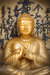 佛陀肖像来自世界平宝塔,尼泊尔,波哈拉图片