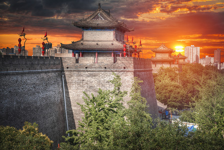 中国老城区西安周围的墙西安墙图片