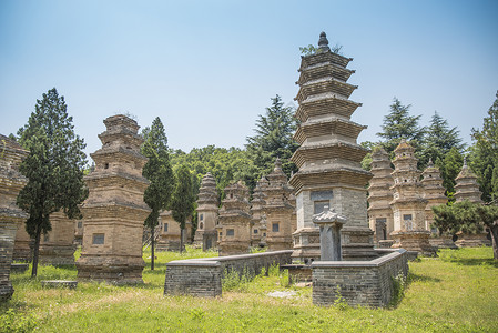 少林寺的森林宝塔中国少林寺的森林宝塔建筑高清图片素材