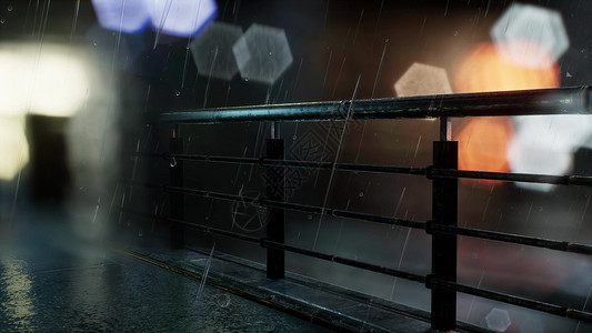 城市场景雨夜与波克灯背景图片