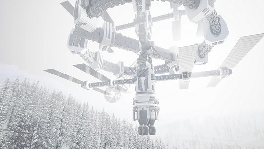 外星UFO地球上松树雪地球上的外星人UFO图片
