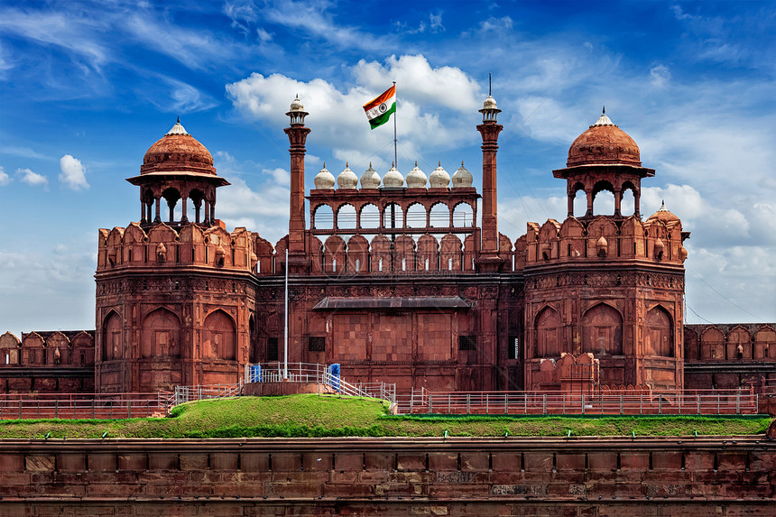 印度著名的旅游地标标志红色堡垒拉尔奇拉德里与印度世界遗产遗址德里,印度印印度的红色阿尔奇拉堡德里图片