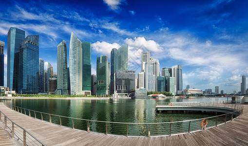 新加坡商业区天际线码头湾全景超宽角新加坡天际线全景图图片