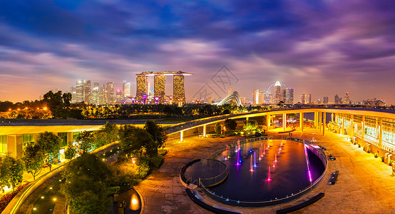 新加坡旅游新加坡天际线全景黄昏新加坡天际线全景图片
