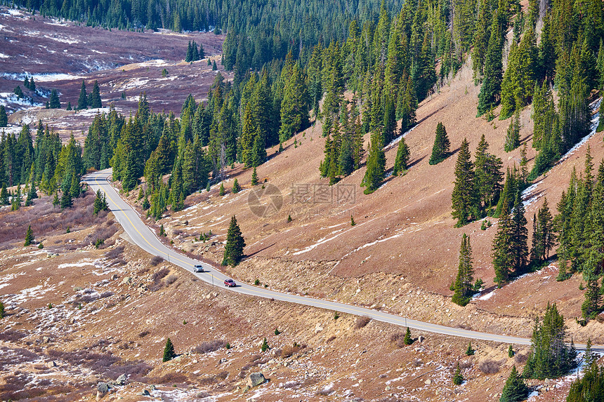 科罗拉多山脉的公路秋天,美国图片