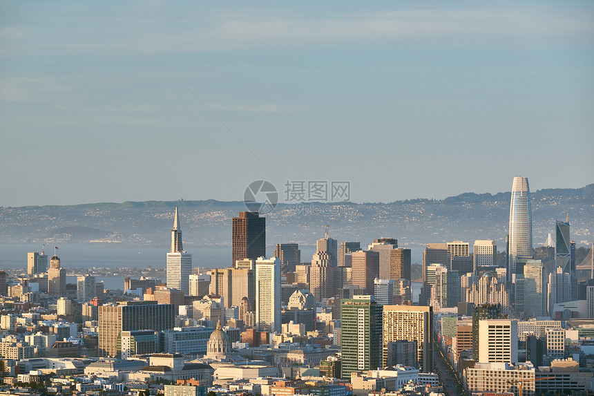 旧金山天际线景观双峰,加利福尼亚,美国图片