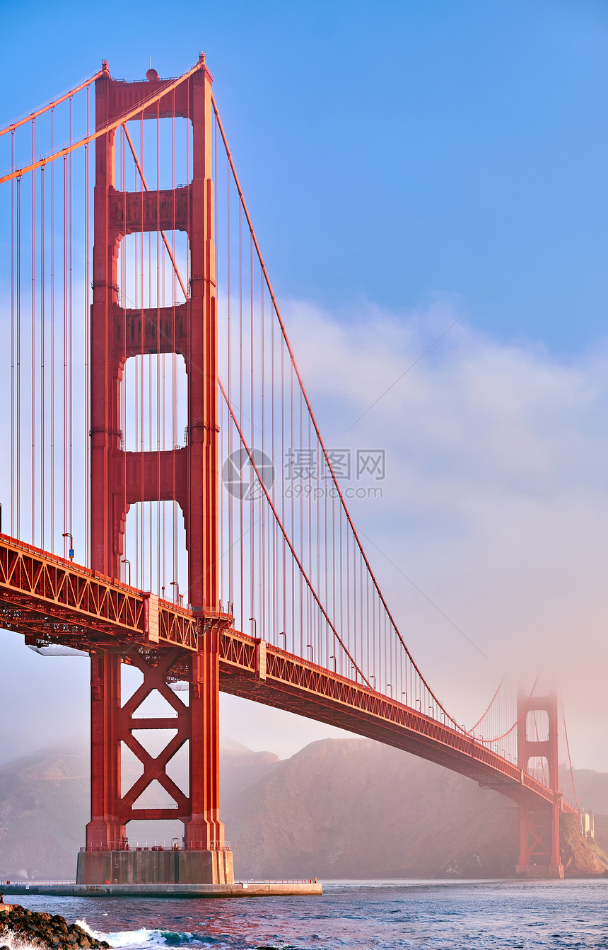 金门大桥视图堡垒点上午,旧金山,加利福尼亚州,美国图片