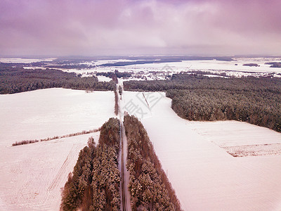 德隆威廉姆斯冬季乡村鸟瞰田野林地森林草地村庄的景观无人机的摄影背景