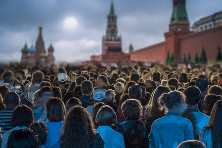 露天音乐会莫斯科红色广场的音乐会大群人背景