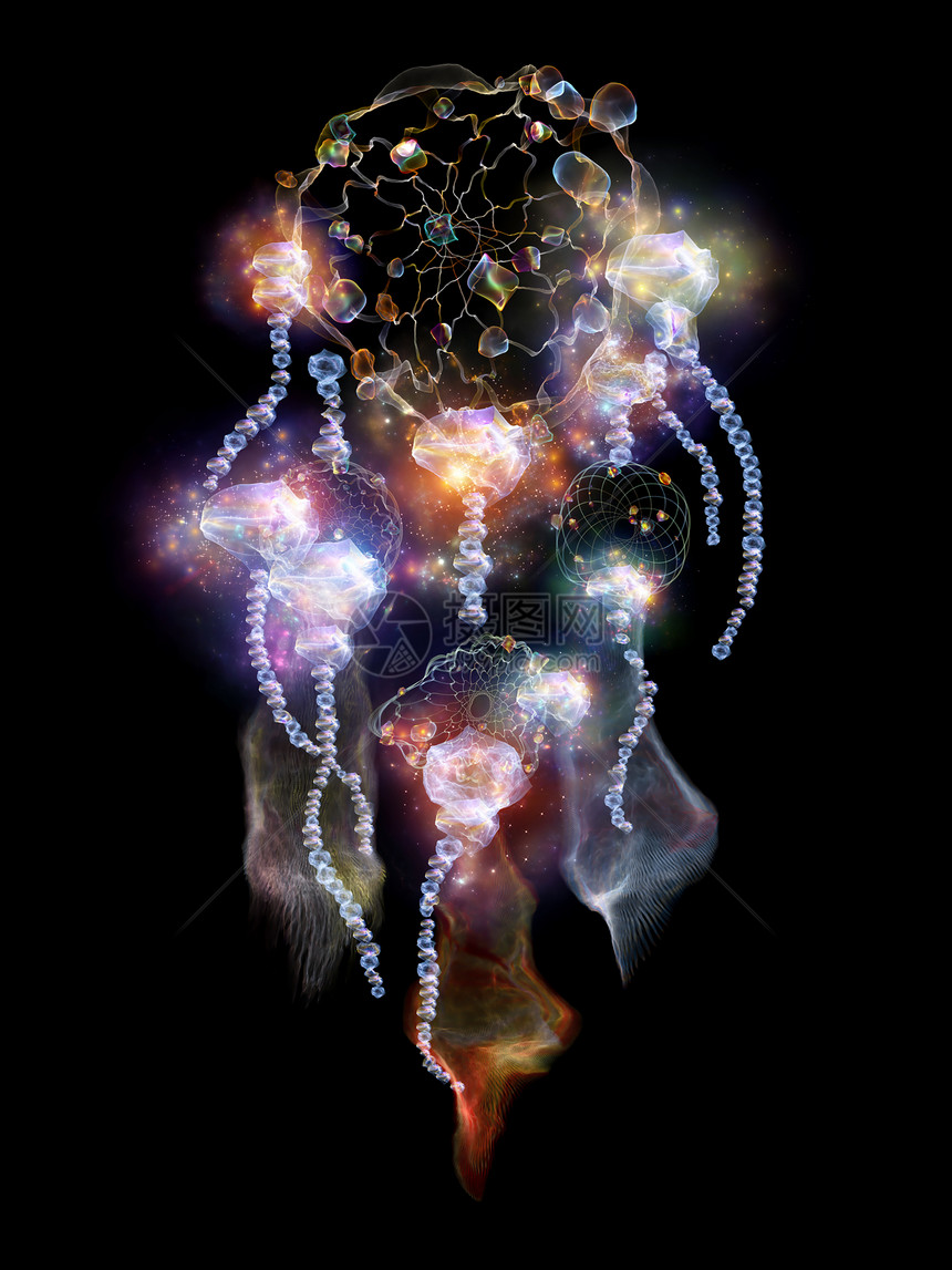 捕梦者系列艺术工艺精神世界的上,由抽象元素成的捕梦符号的排列图片