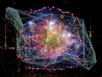 网络系列将连接的抽象元素创造地安排为网络科学教育现代技术的隐喻图片