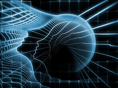 灵魂系列的几何由人头轮廓线制成,与教育科学技术平关的项目的背景图片