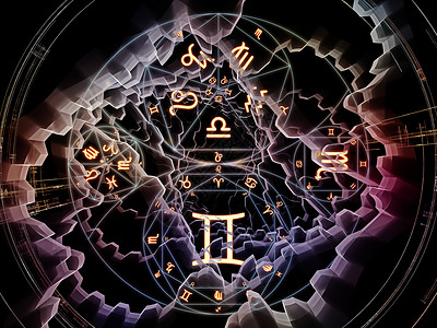 星体连接系列十生肖分形几何符号的创造排列魔法神神秘占星术的隐喻算法高清图片素材