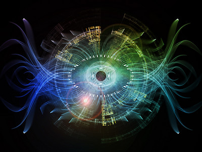 眼睛粒子系列灵艺术技术的眼睛形状分形元素的成背景高清图片素材