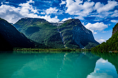 嘎朗湖美丽的自然挪威自然景观洛瓦尼特湖背景