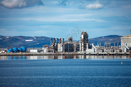 水体净化哈莫菲斯特岛,挪威北部,天然气加工厂背景