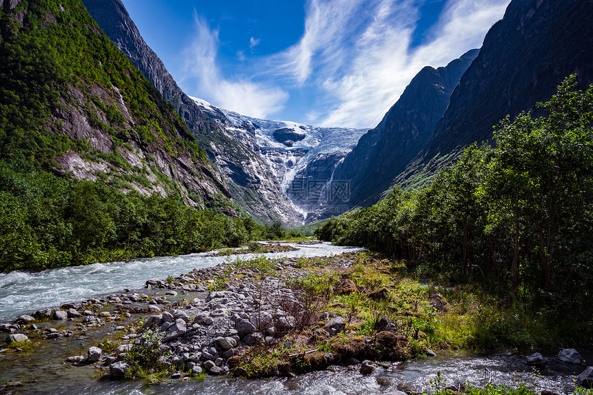 美丽的自然挪威自然景观冰川Kjenndalsbreen图片