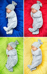 熟睡的新生儿的多张照片高清图片