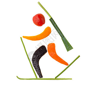 水果蔬菜的形状,双运动员滑雪,最后圈后,个点球循环背景图片