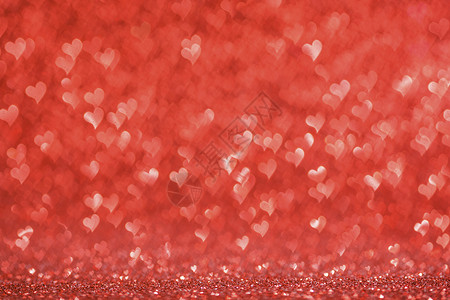 红色的心脏背景红色发光的Bokeh心脏背景情人节图片