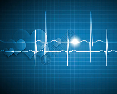 蓝色心电图心跳心跳脉搏的医学背景,心率监测符号背景