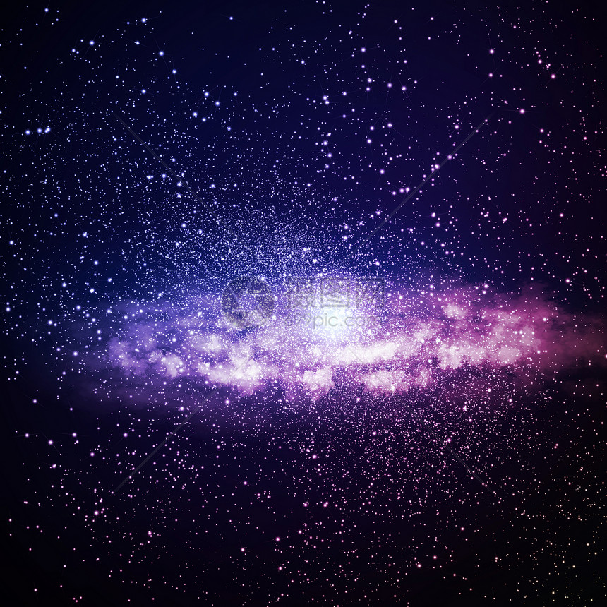 发光星系与黑色恒星的图像图片