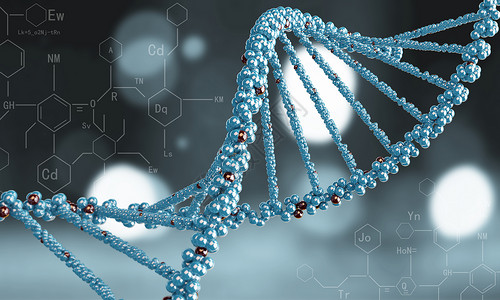 DNA分子蓝色背景下DNA分子的生物化学科学背景图片
