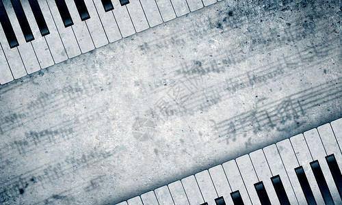 制表符音乐图像与钢琴键音乐线索背景