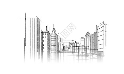 建筑项目背景图像与城市建设铅笔草图图片