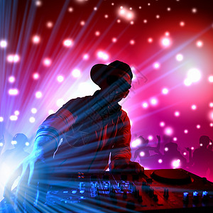 DJ混合器DJ个调音台设备来控制声音播放音乐背景图片
