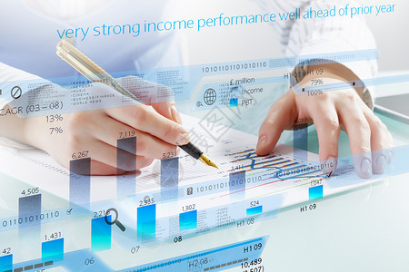 财务分析预测商人用钢笔数字商业信息笔手写收入高清图片素材