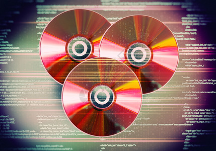 光盘收集红色数字背景上的CD光盘高清图片