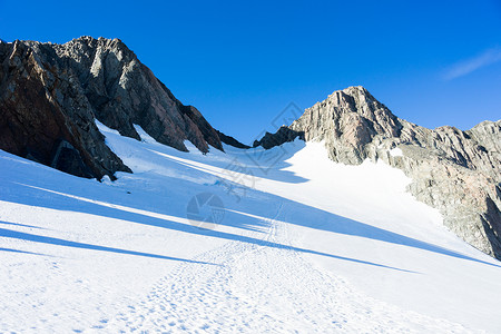 山峰山景雪,蓝天清澈雄伟的高清图片素材