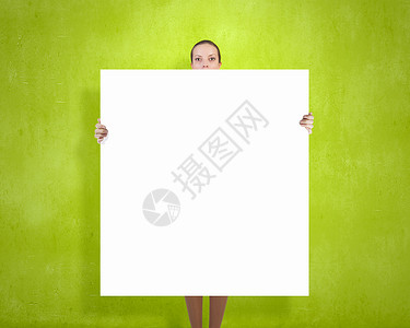的女人轻女子展示白色空白文字的位置背景图片