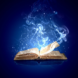 咒语书魔法书用魔法灯打开魔法书的图像背景