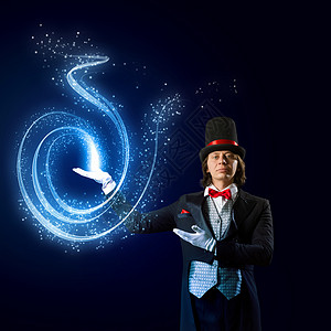 戴帽子的魔术师穿红蝴蝶结的巫师形象技巧背景图片