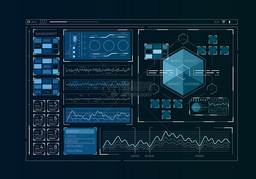 人类用户业务信息图图标的未来主义用户界图片