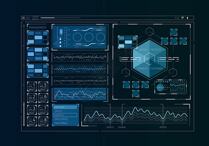 人类用户业务信息图图标的未来主义用户界图片