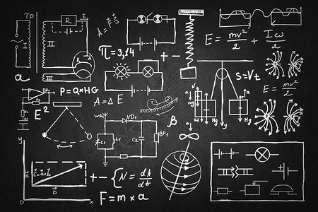 物理电学船上的物理公式背景图像与科学公式黑板上背景