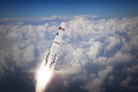 火箭发射文稿火箭太空飞船用蓝天上高高飞背景
