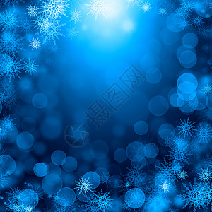 冬天的背景蓝色诞背景,雪花灯光图片