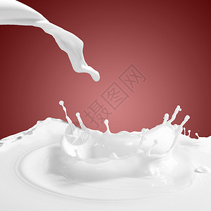倒牛奶飞溅将白色牛奶溅彩色背景上背景图片