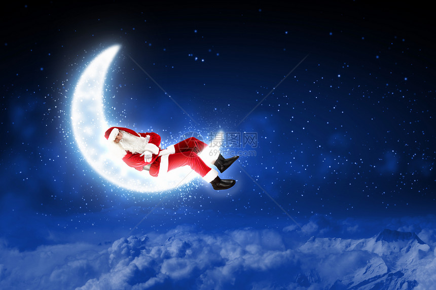 圣诞老人坐月球上的照片图片