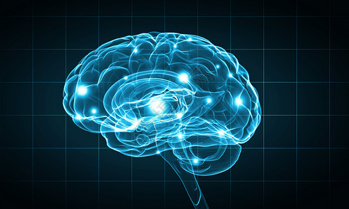 蓝色发光的人类大脑高清图片
