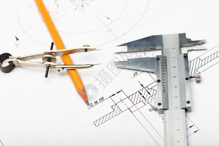 建筑学测量工具绘图工具图纸图片